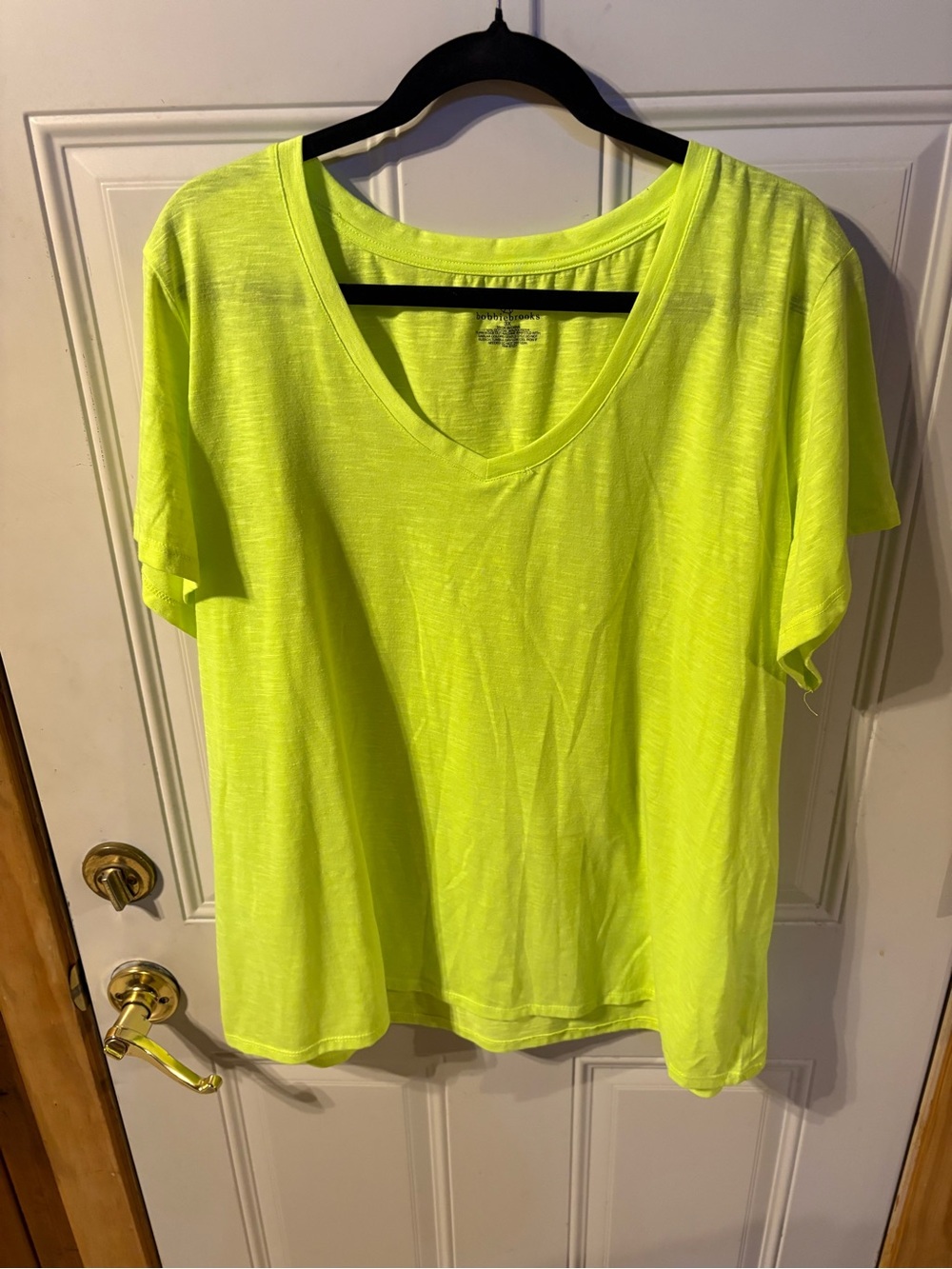 Bobbie Brooks Neon Yellow V-Neck Short Sleeve Top size 3X